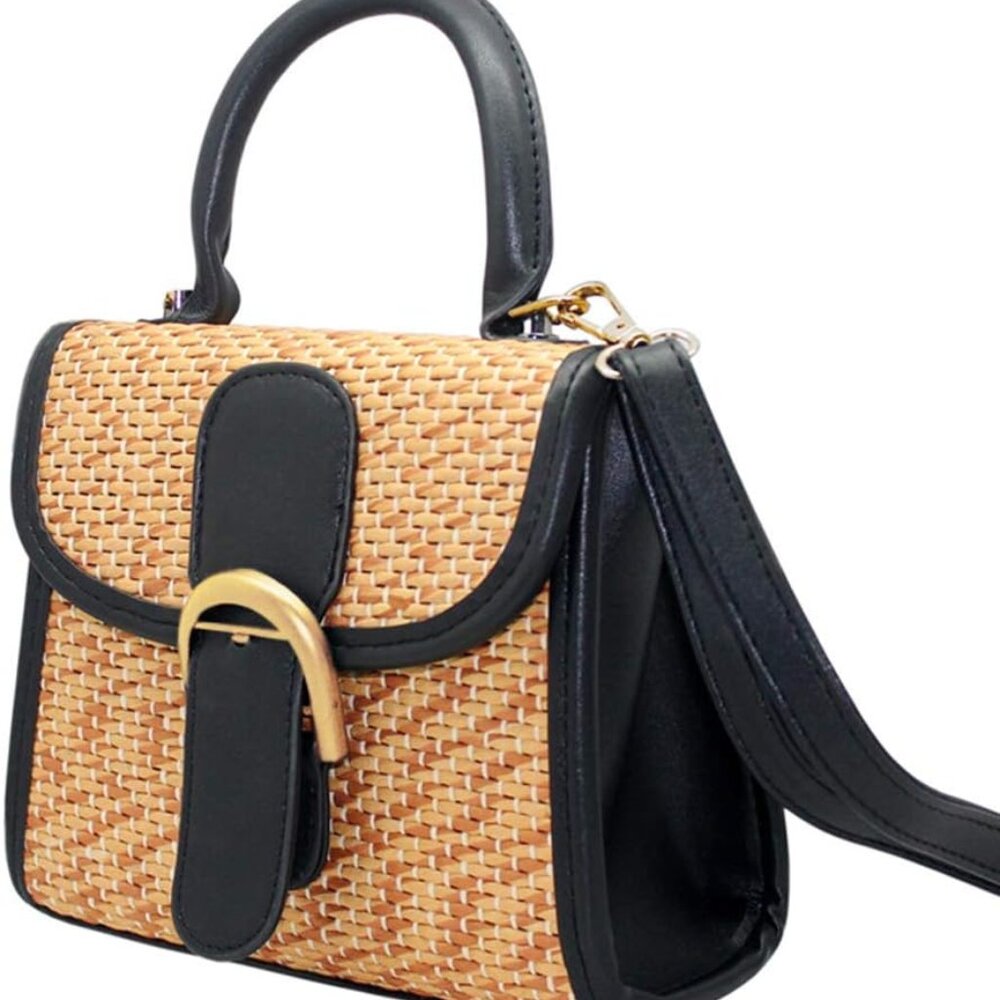 Retro Straw Woven Handbag Womens Small Cross Body Bag Shoulder Messenger Satchel
